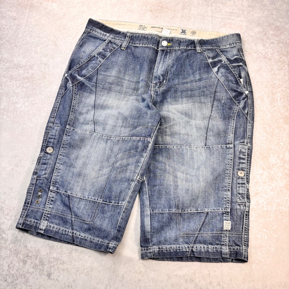 Vintage 2000s Private Member Baggy Denim Cargo Shorts Size 36 Y2K Skater Street